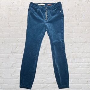 Anthropologie Pilco Skinny Corduroy Pant 26x26 Blue Stretch High-Rise Button-Fly